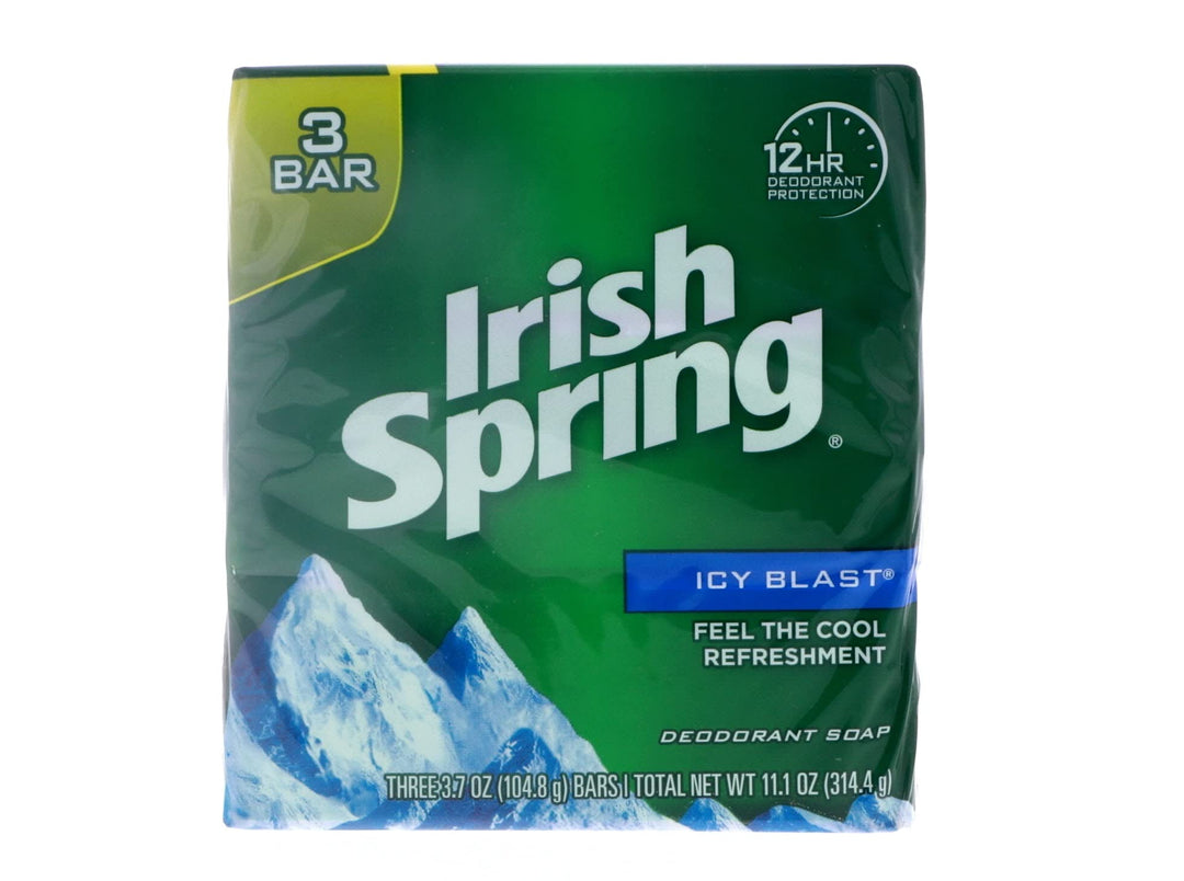 Irish Spring Deodorant Bar Soap, Icy Blast, 3.75 oz, 3 Count