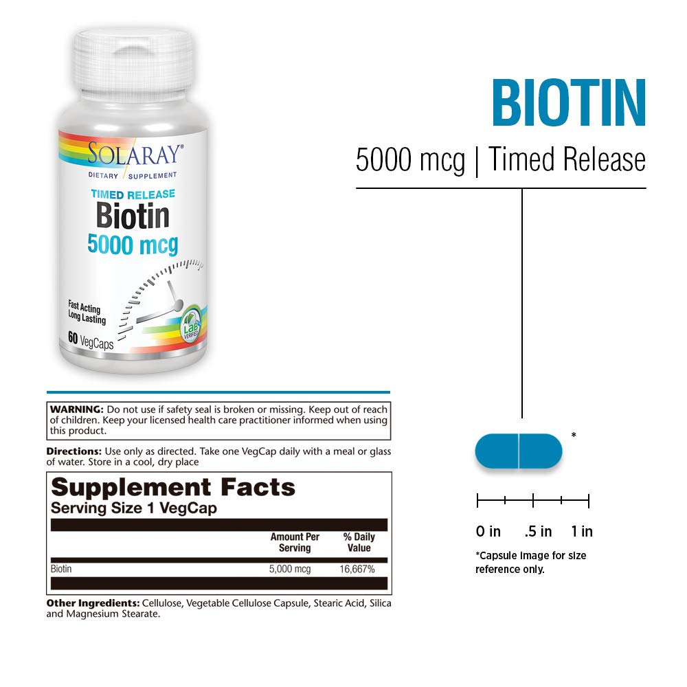 Solaray Timed-Release Biotin, 5000 mcg, 60 Count