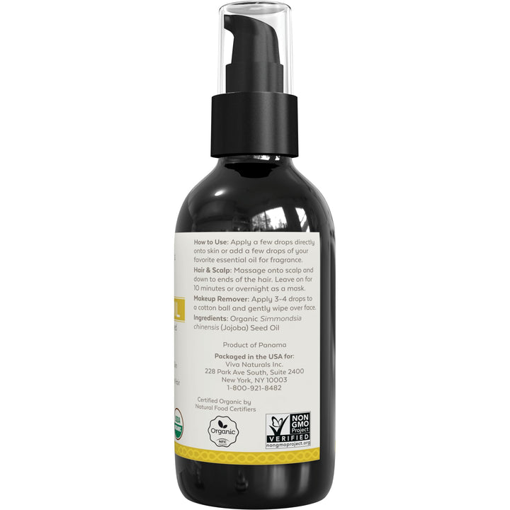 Viva Naturals Organic Jojoba Oil, 4 fl oz