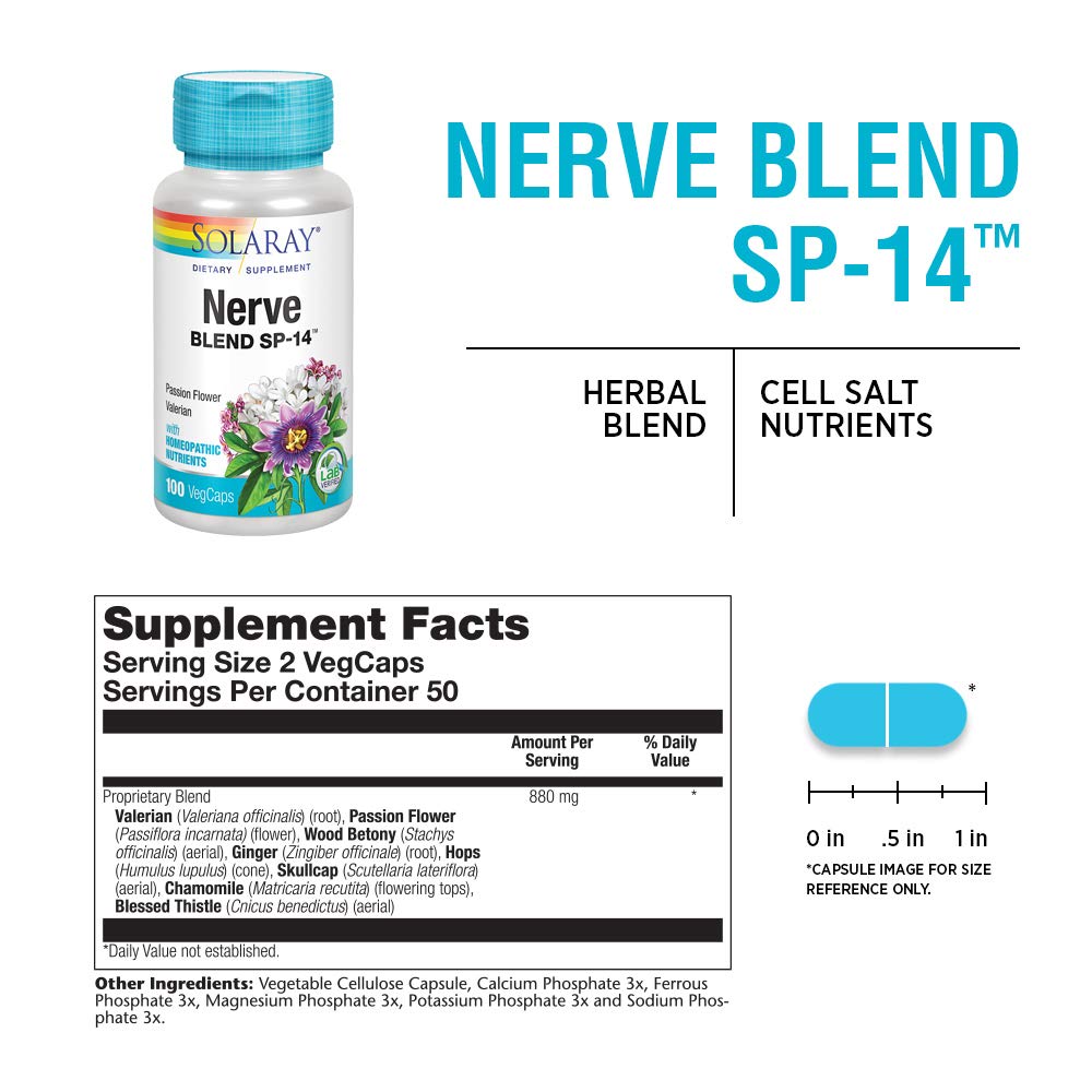 Solaray Nerve Blend SP-14, 100 Count