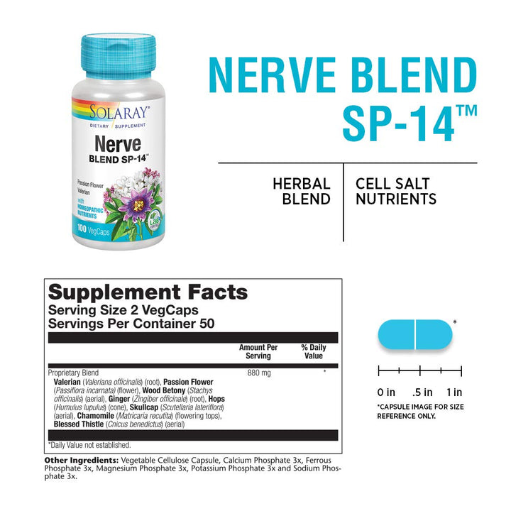 Solaray Nerve Blend SP-14, 100 Count