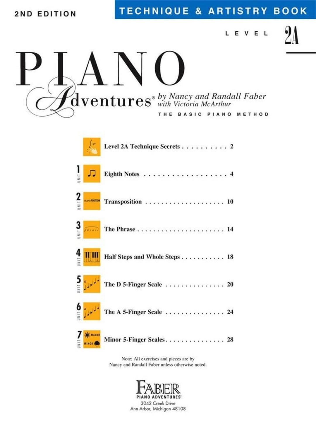 Faber Piano Adventures Level 2A Technique & Artistry Book, 2nd Edition