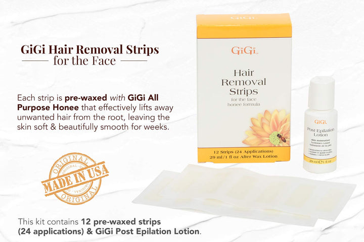 GIGI Facial Hair Removal Strips, 12 Count