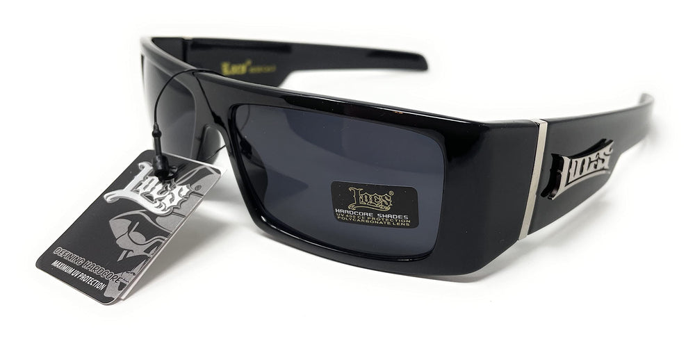 Locs Hard Core Cholo Gangster Square Rectangular Mad Dog Sunglasses, Black