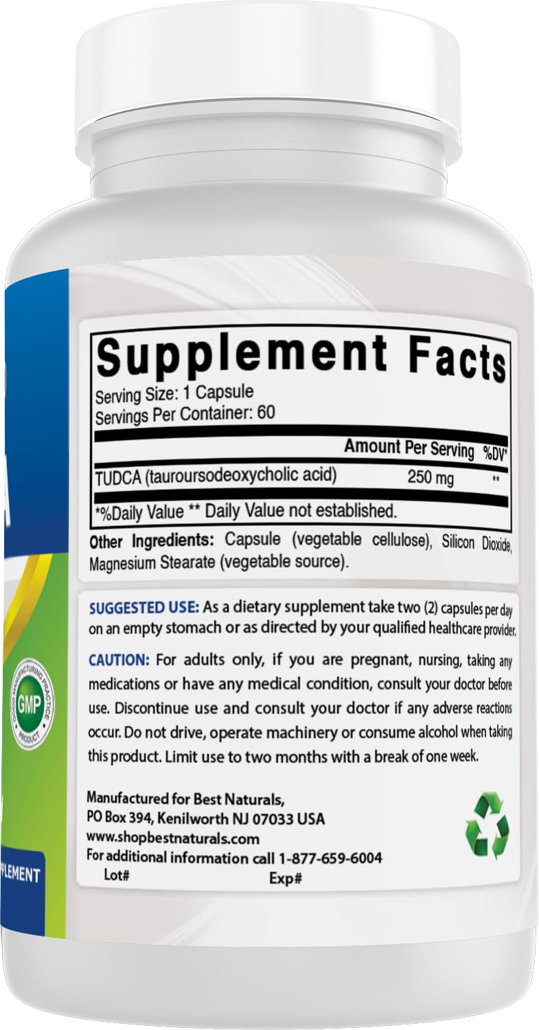 Best Naturals TUDCA Tauroursodeoxycholic Acid, 250 mg, 60 Count