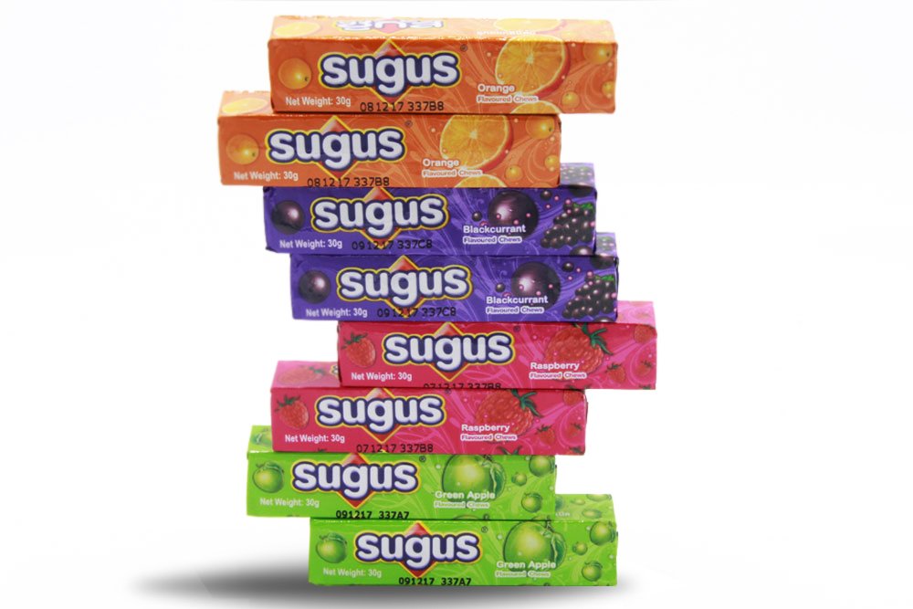 Sugus Candy Mix, Orange Raspberry Green Apple Blackcurrant, Pack of 8