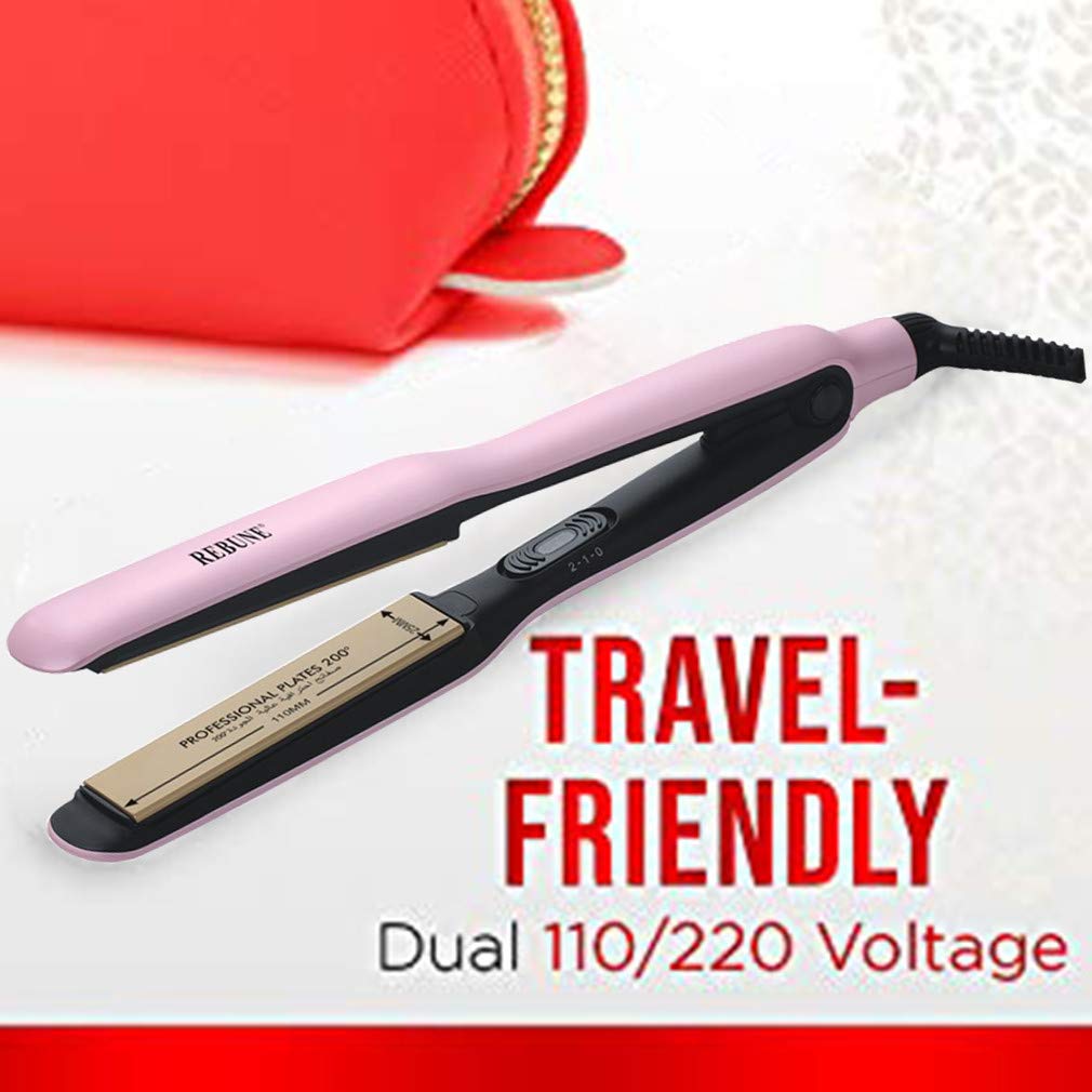 REBUNE RE-2062 Elegance Hair Straightener, Pink