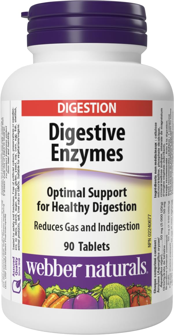 Webber Naturals Digestive Enzymes, 90 Count