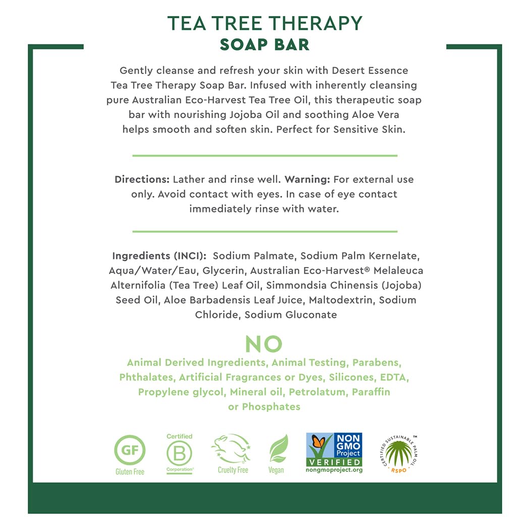 Desert Essence Tea Tree Therapy Cleansing Bar, 142 g
