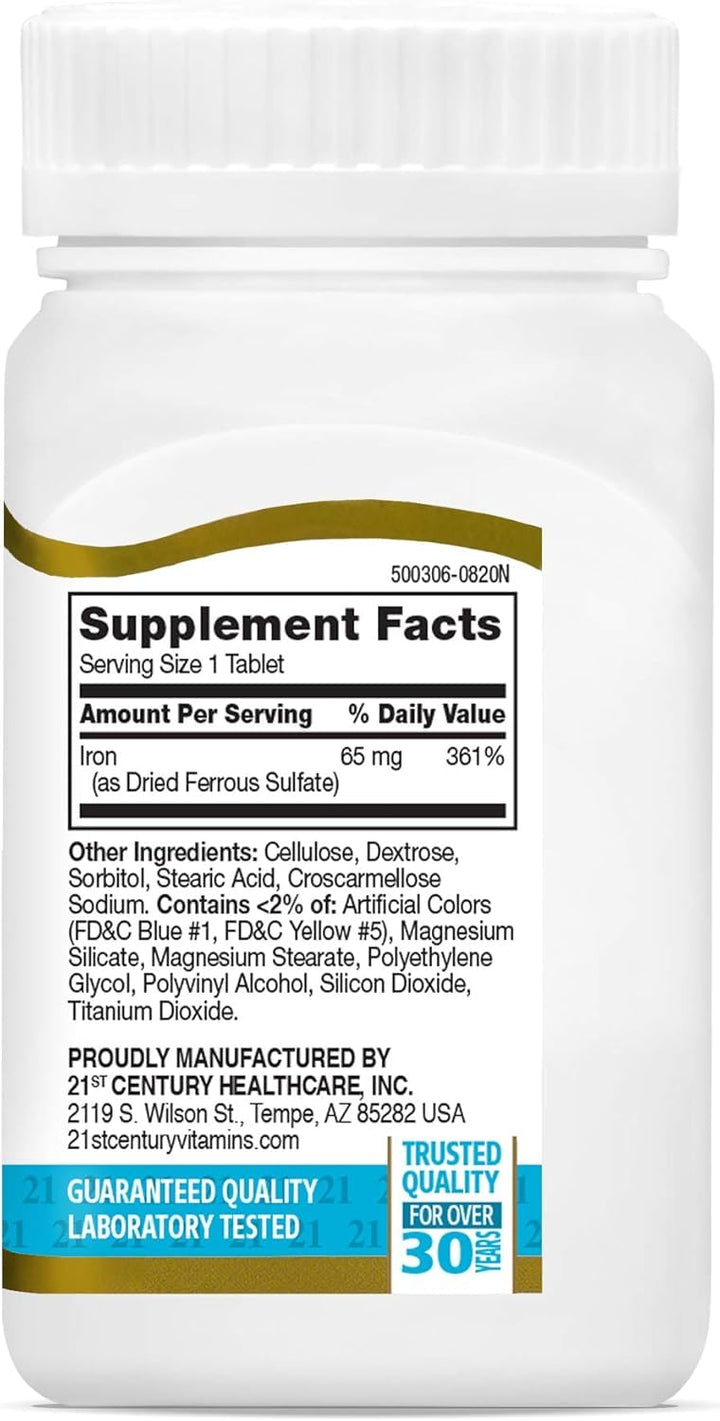 21st Century Iron Tablets, 65 mg, 120 Count