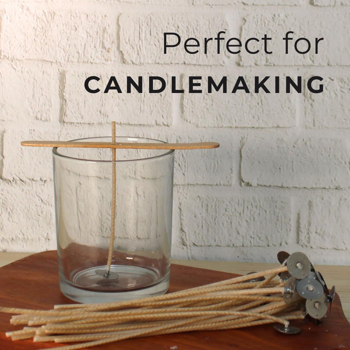 Direct Candle Supply Glass Tumbler with Wood Lid, Clear, 6 Count