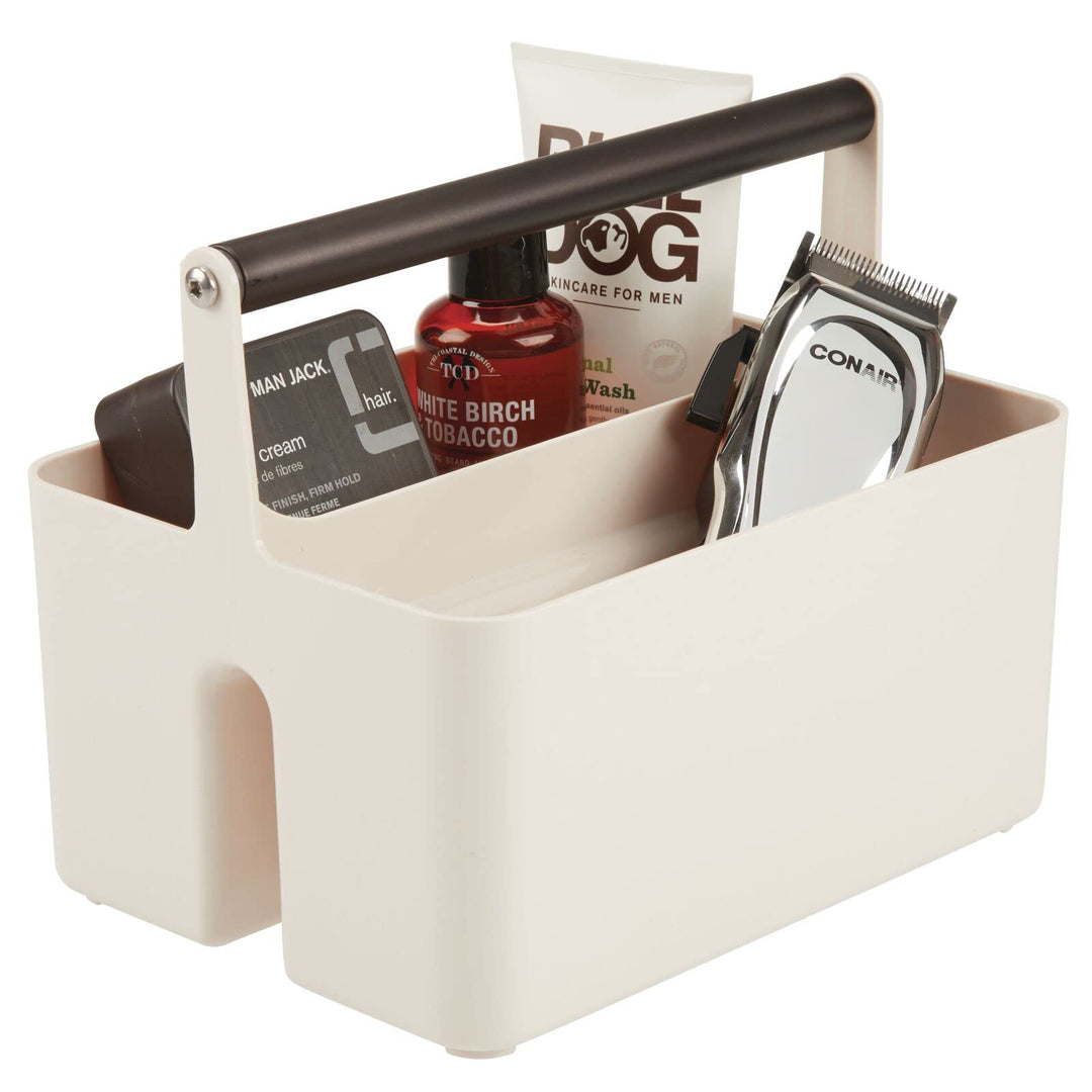 mDesign Plastic Shower Caddy Storage Organizer, Cream/Bronze