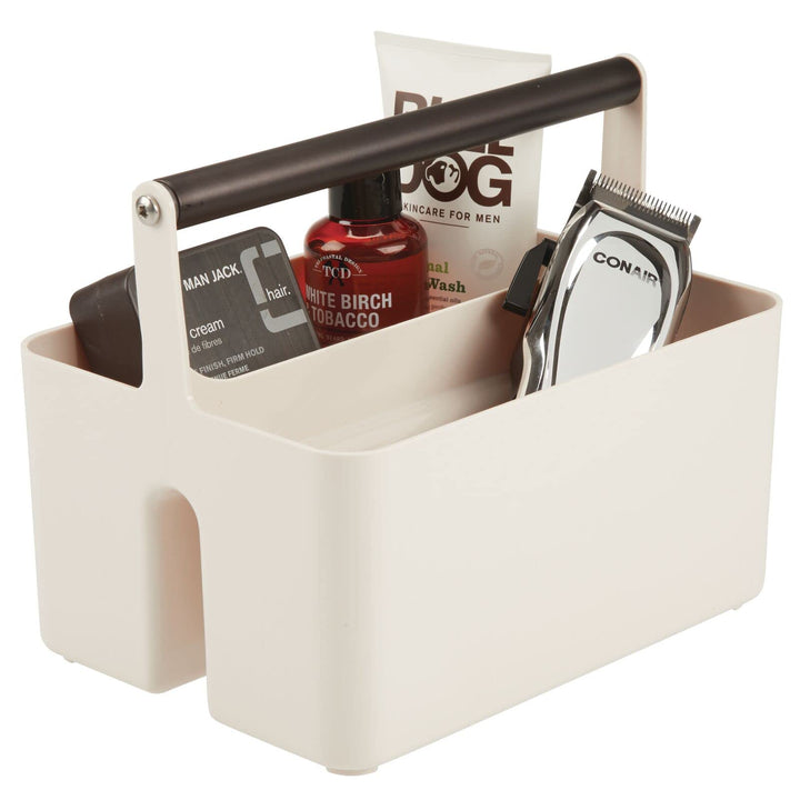 mDesign Plastic Shower Caddy Storage Organizer, Cream/Bronze