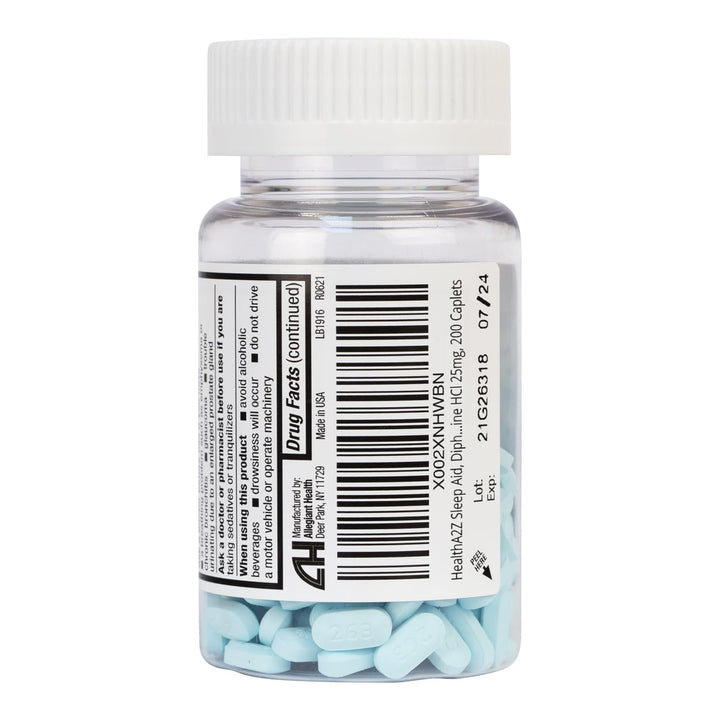HealthA2Z Diphenhydramine HCl Sleep Aid, 25 mg, 200 Count