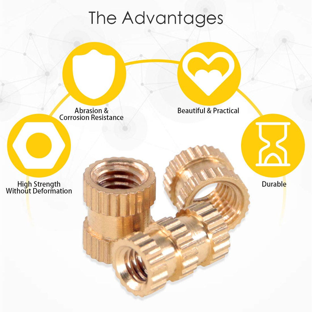 Hilitchi Brass Knurled Threaded Insert Assortment Kit, 460 Count