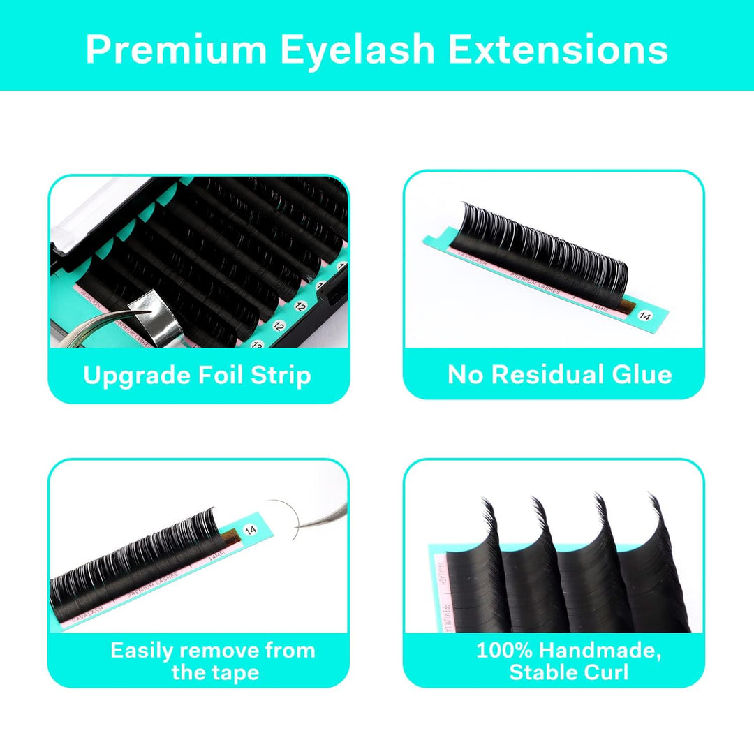VAVALASH Eyelash Extensions, C Curl 0.15, 8-14 mm Mixed Tray