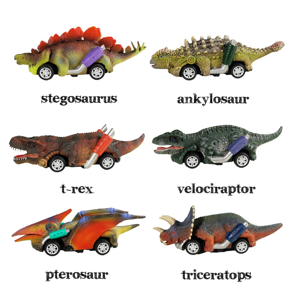 DINOBROS Pull Back Dinosaur Cars, 6 Count