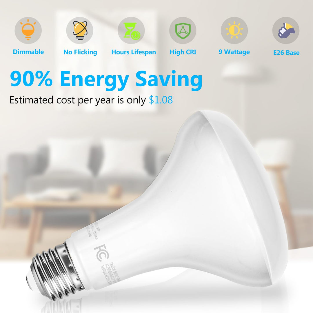 dalattin BR30 LED Bulb, Dimmable, 2700K Warm White, 12 Count