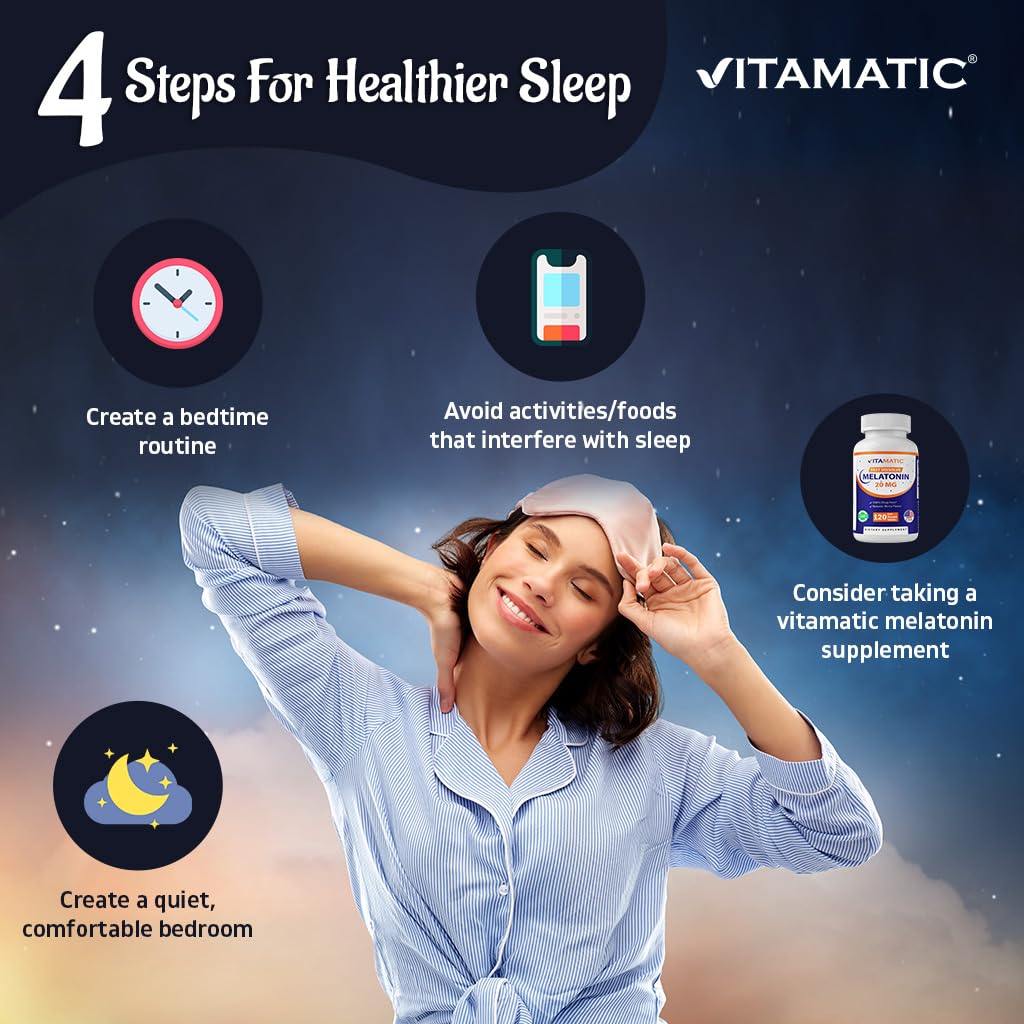 Vitamatic Melatonin 20 mg Tablets, Natural Berry Flavor, 120 Count