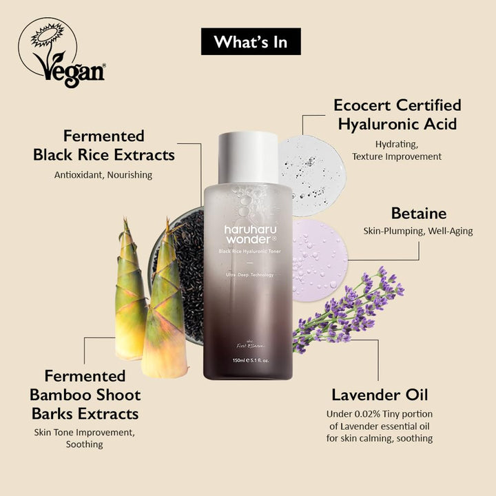 Haru Haru Wonder Black Rice Hyaluronic Toner, 5.1 fl oz