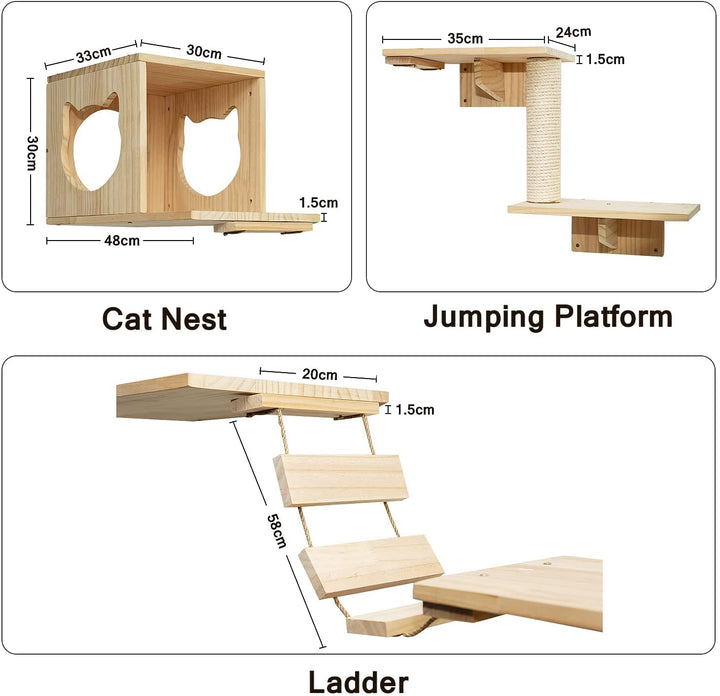Yehnna Cat Wall Shelves and Perches Set, 5 Count