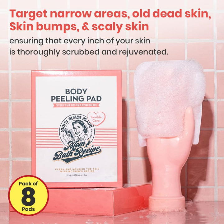 Mom's Bath Recipe Body Peeling Pad And Exfoliating Mitts, Acne Care, 8 Count