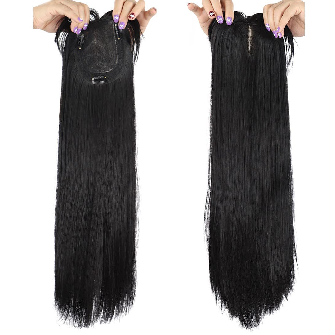 LesafeV Clip In Hairpiece, Straight Black, 50cm
