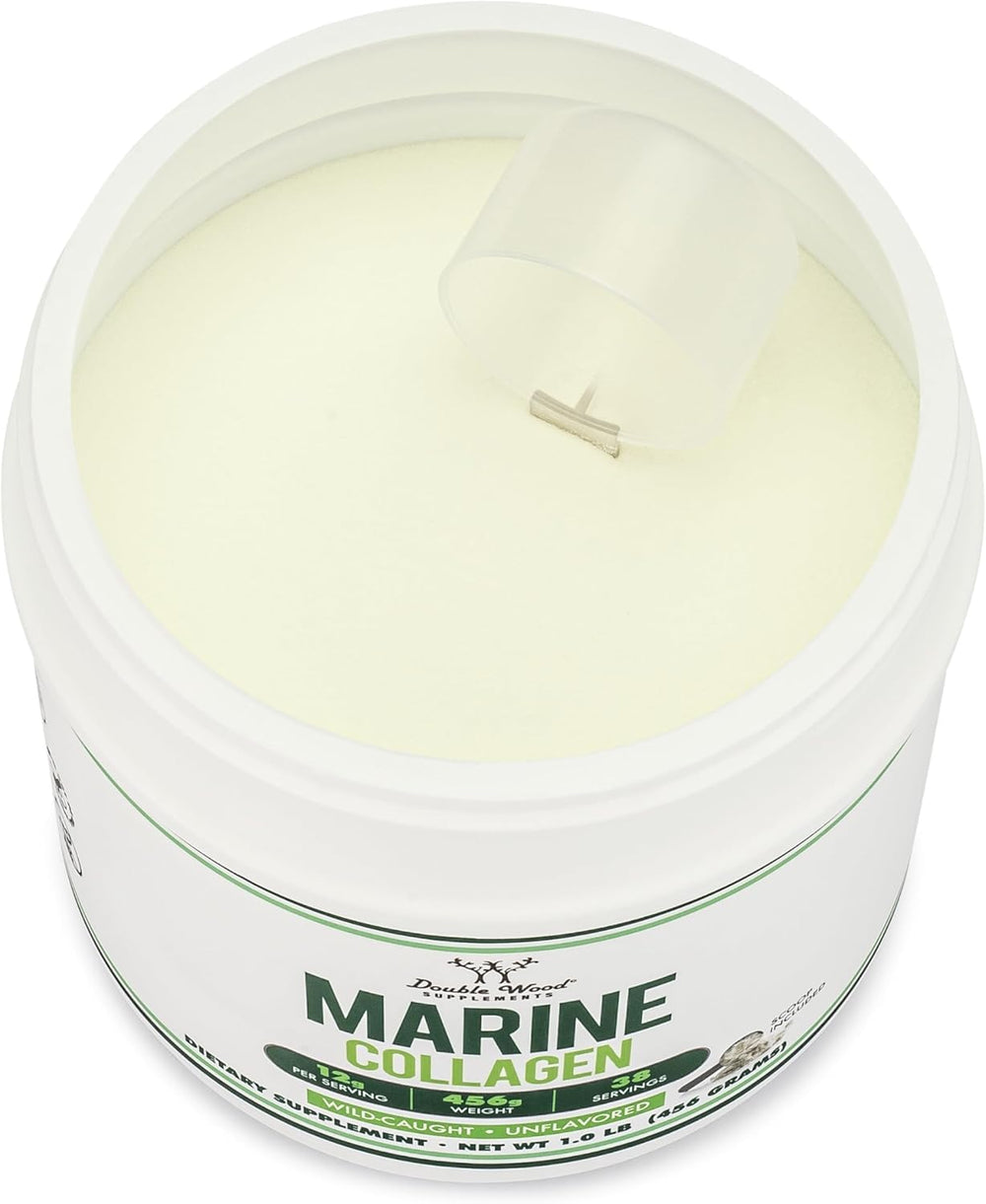 Double Wood Supplements Marine Collagen Powder, Unflavored, 1 lb