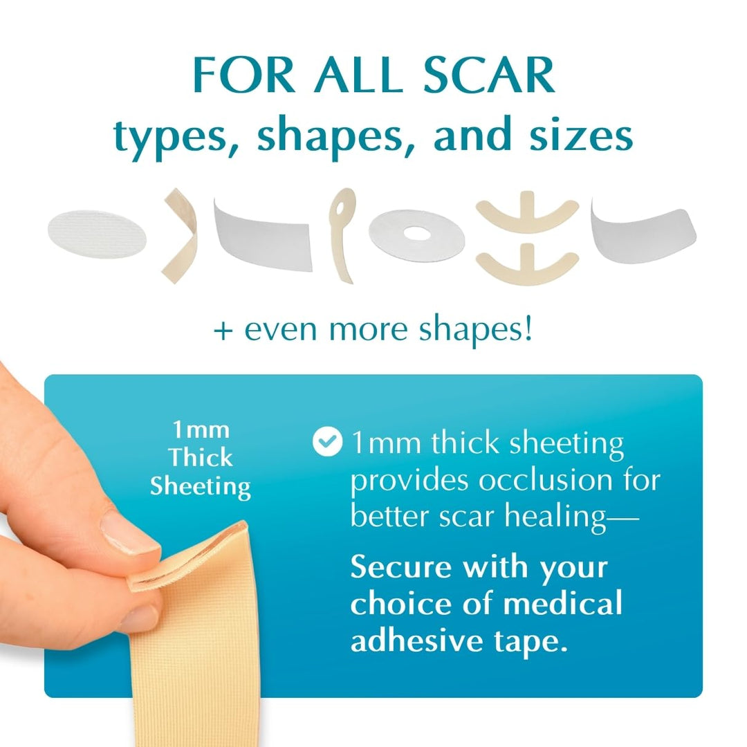 MyNewGel Advanced Silicone Scar Treatment Sheets, Clear, 1 in x 6 in, 4 Count