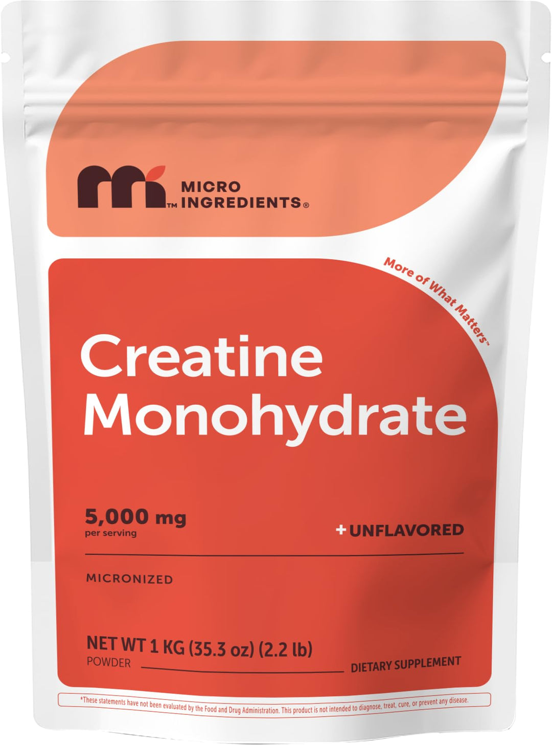 Micro Ingredients Creatine Monohydrate Powder, Unflavored, 1 kg