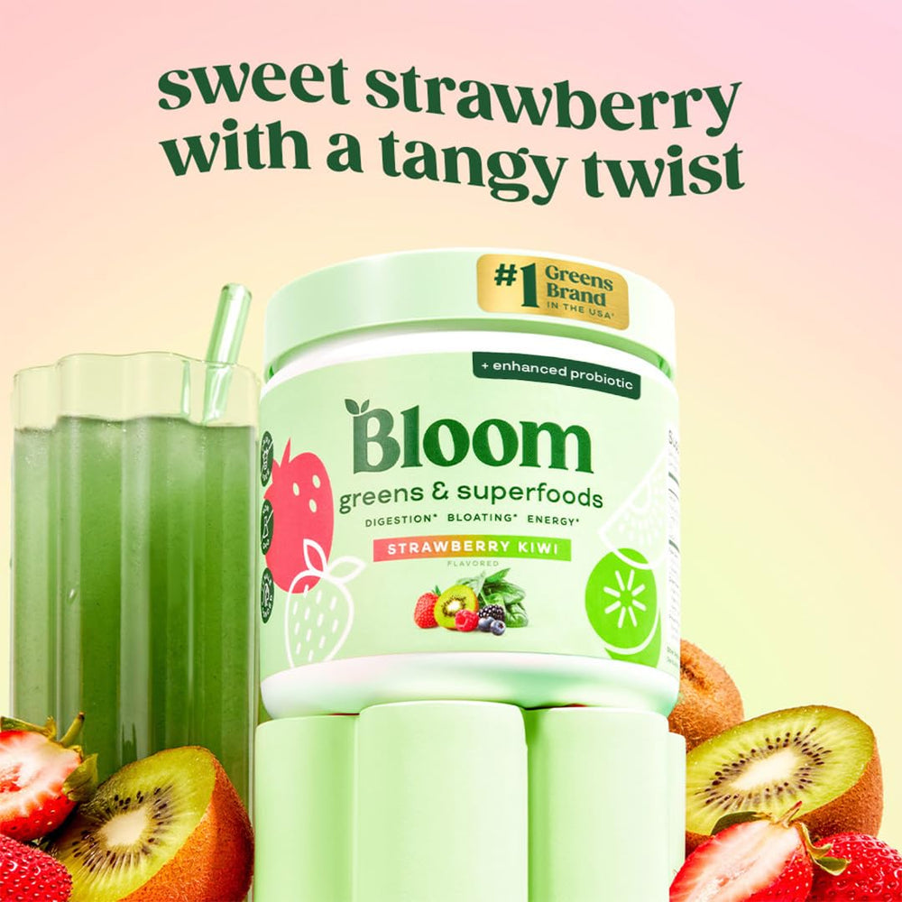 Bloom Nutrition Superfood Greens Powder, Strawberry Kiwi, 30 Servings