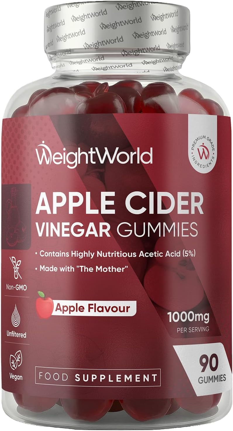 WeightWorld Apple Cider Vinegar Gummies, Apple Flavour, 1000mg, 90 Count