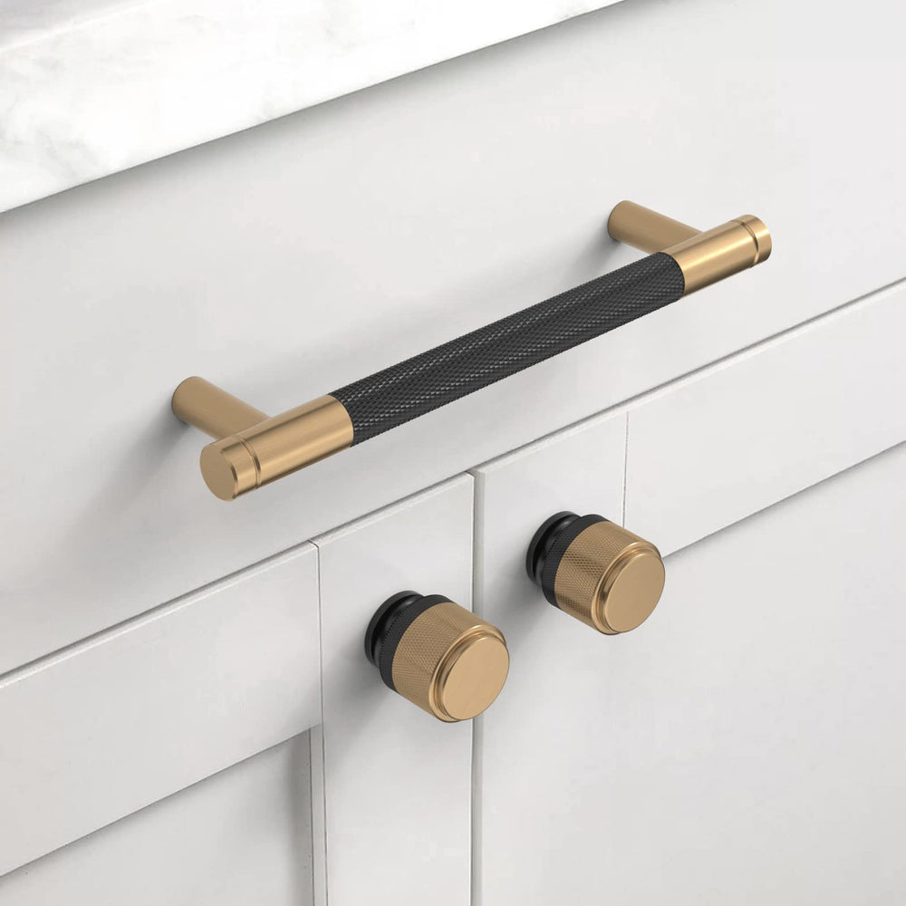 Asidrama Cabinet Knobs, Matte Black and Champagne Bronze, 10 Count