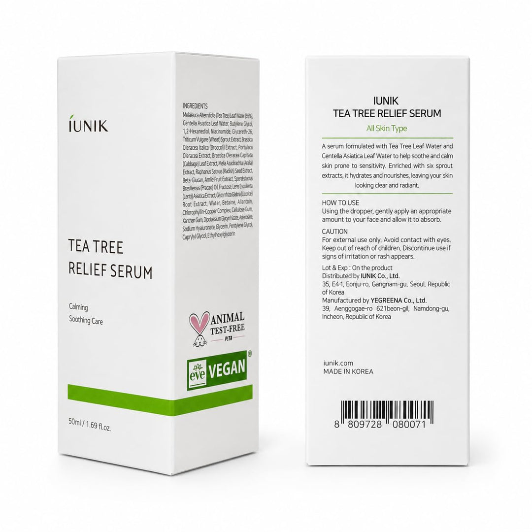 Iunik Tea Tree Relief Serum, White, 50 ml
