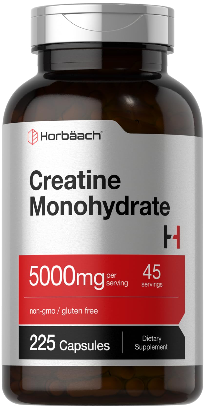 Horbäach Creatine Monohydrate Capsules, 5 g, 225 Count