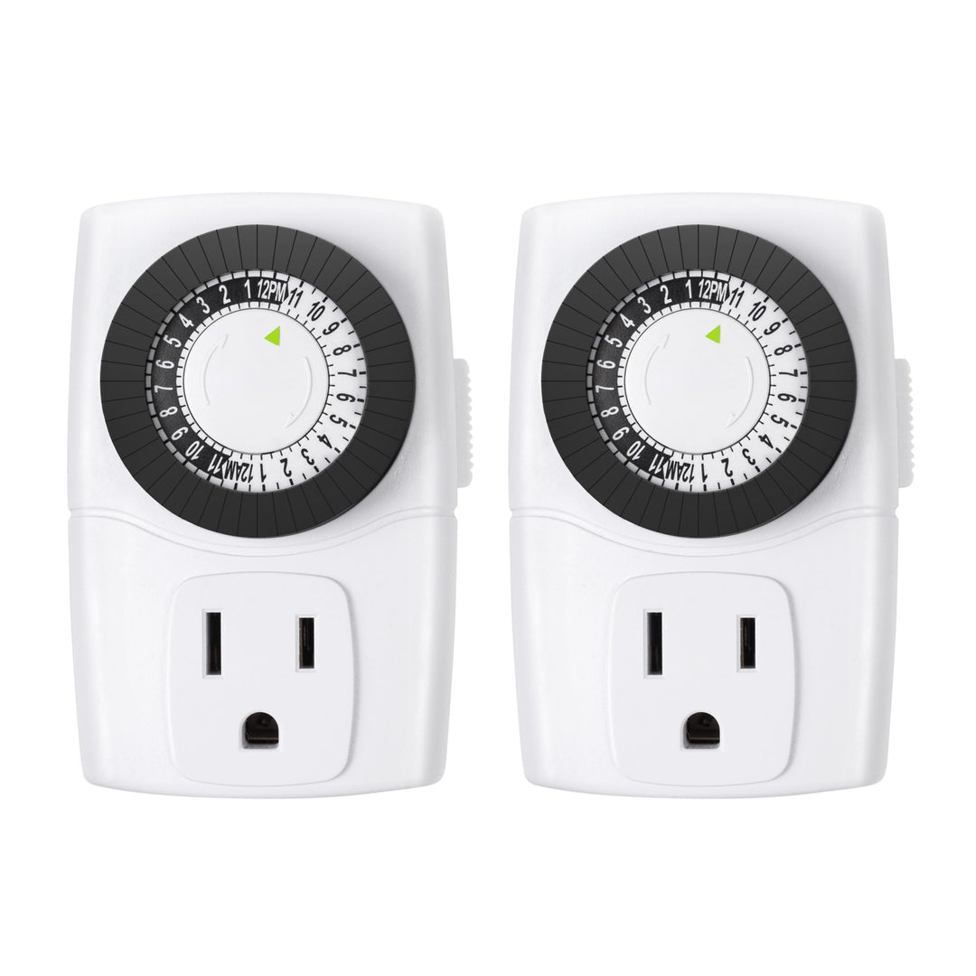 BN-LINK Indoor Mini Mechanical Outlet Timer, 3-Prong, 2-Pack