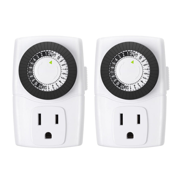 BN-LINK Indoor Mini Mechanical Outlet Timer, 3-Prong, 2-Pack