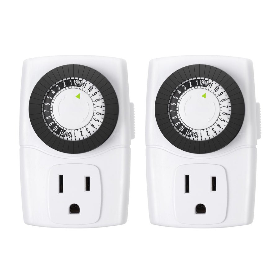 BN-LINK Indoor Mini Mechanical Outlet Timer, 3-Prong, 2-Pack