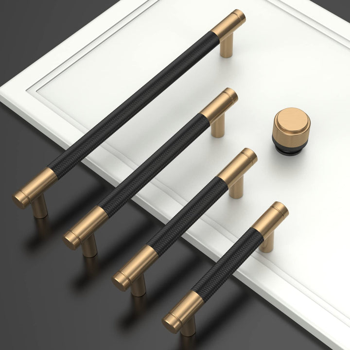 Asidrama Cabinet Knobs, Matte Black and Champagne Bronze, 10 Count
