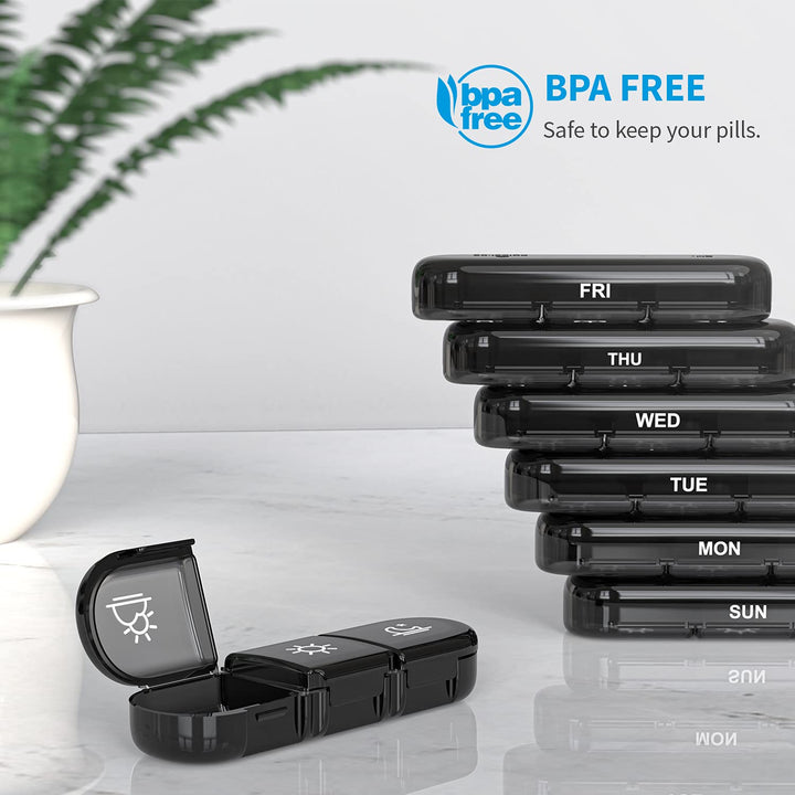 ZIKEE Weekly Pill Case Organizer, 3 Times a Day, Grey