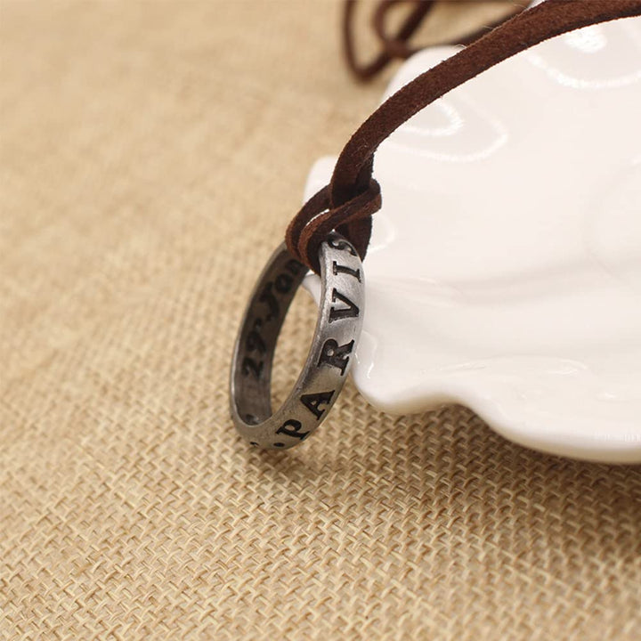 NWSOJ Uncharted 4 Nathan Drake Ring Necklace, Adjustable, Leather And Metal