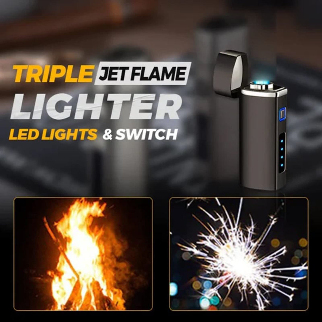YKLWORLD Triple Jet Flame Lighter, Silver