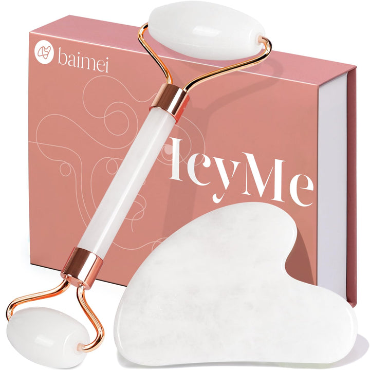 BAIMEI IcyMe Jade Roller and Gua Sha Facial Tool Set