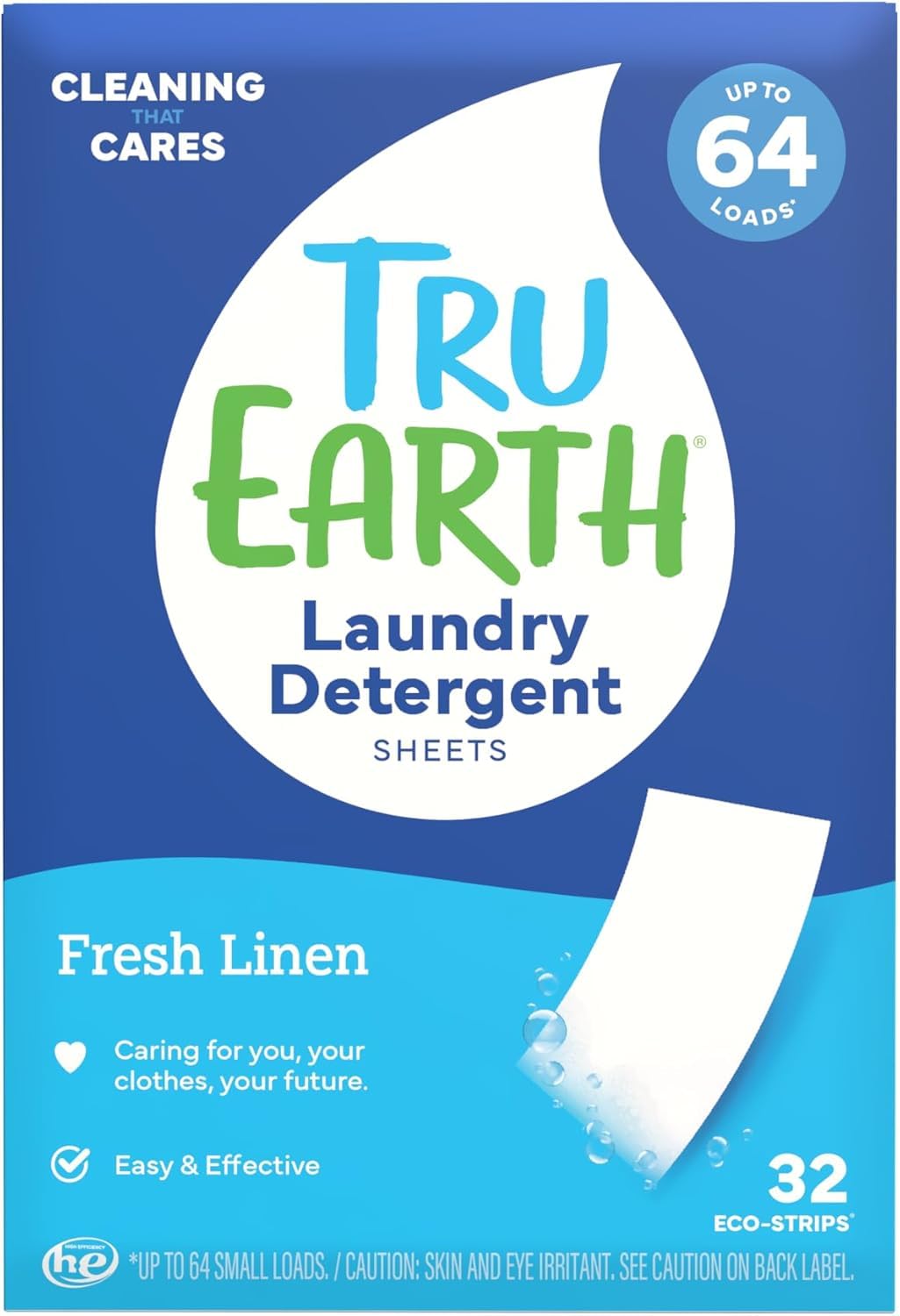 Tru Earth Laundry Detergent Sheets, Fresh Linen, 32 Count