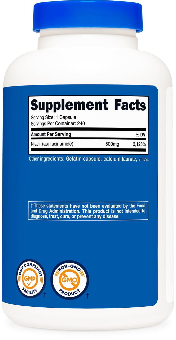 Nutricost Niacinamide Vitamin B3 500mg Capsules, 240 Count