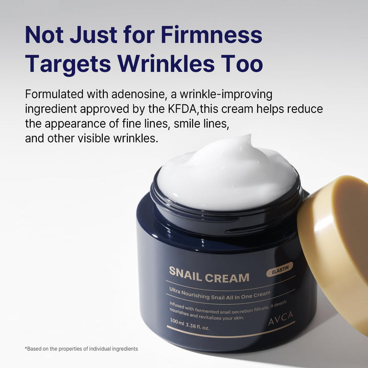 AVCA Snail Mucin Face Cream Moisturizer, 100 ml
