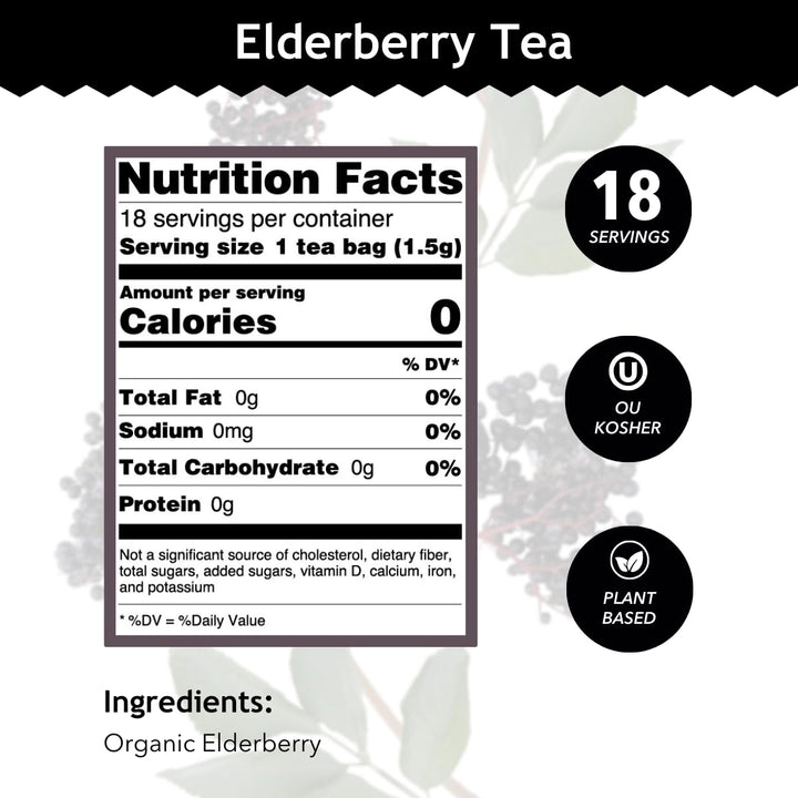 Buddha Teas Organic Elderberry Herbal Tea, Caffeine Free