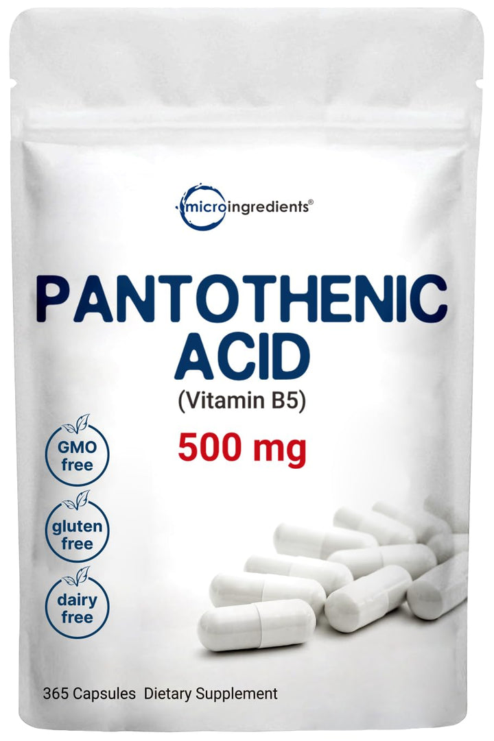 Micro Ingredients Pantothenic Acid Vitamin B5, 500 mg, 365 Count
