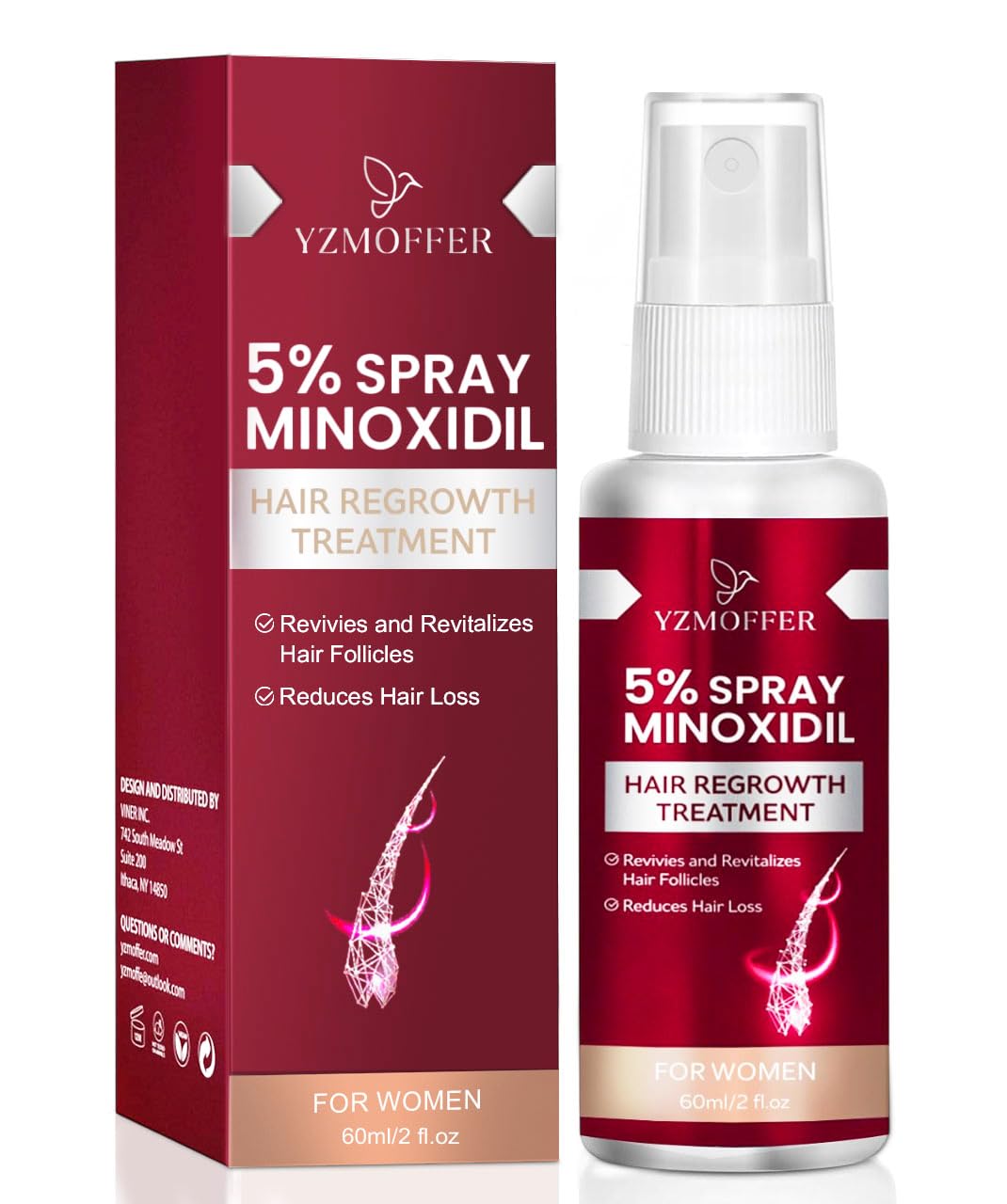 Yzmoffer Minoxidil Hair Growth Spray, 5%, 56 ml
