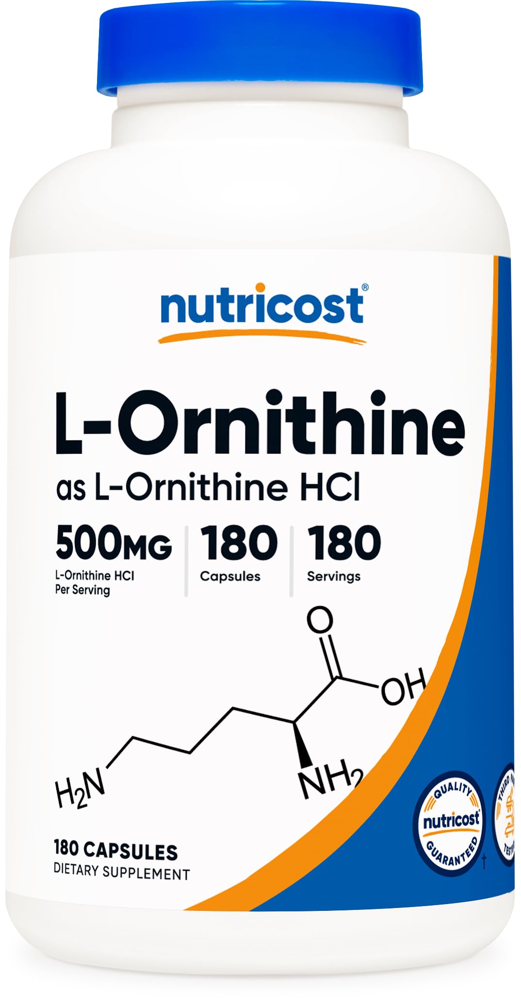 Nutricost L-Ornithine, 500 mg, 180 Count